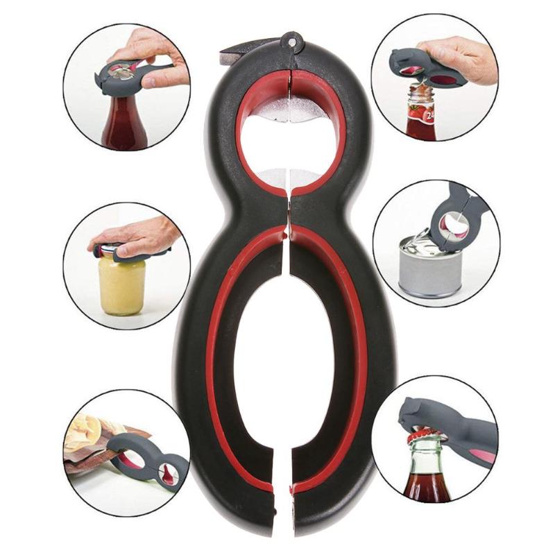 7 in 1 Multi Function Can Beer Bottle Opener All in One Jar Gripper Can Beer Lid Twist Off Jar Wine Opener Claw VIP Dropship
